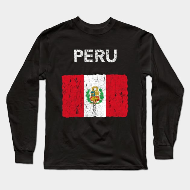 Vintage Peru Flag - Peruvian Flag Long Sleeve T-Shirt by vladocar